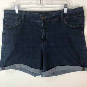 Maurices Women's Dark Wash Denim Shorts 20W High-Rise Stretchy Casual Summer Wea